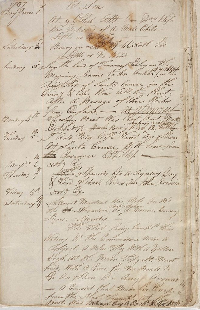 Page from James Scott's journal