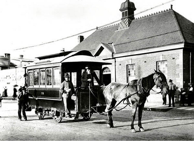 Horse-drawn tram at Newtown Station 1894_SRNSW
