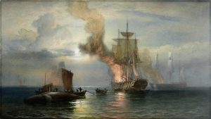 South Sea Whalers boiling blubber c1876