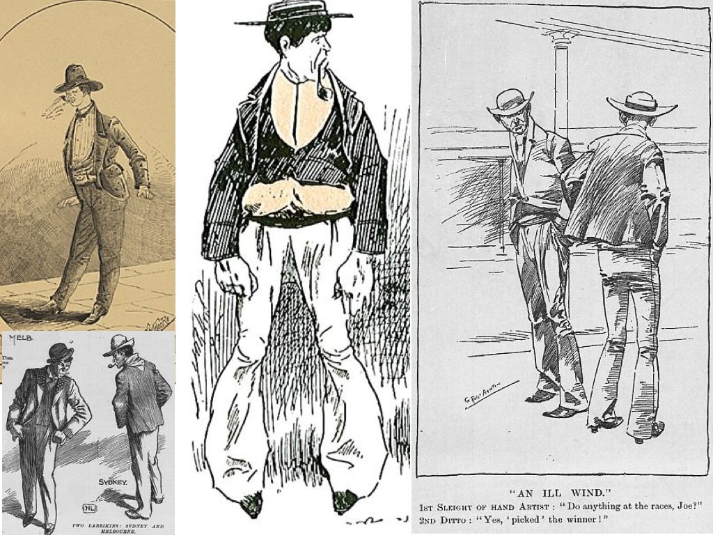 Various depictions of 'larrikin' characters