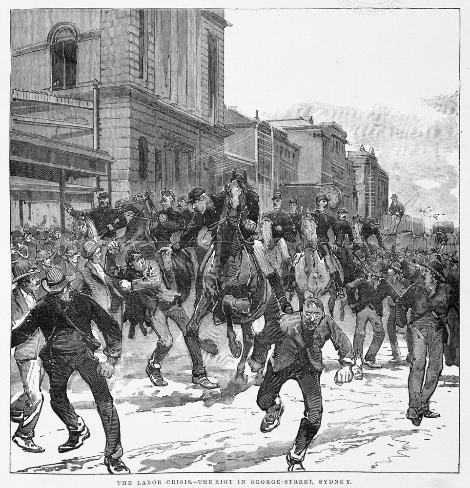 The Labor crisis — the riot in George Street 19 September 1890, State Library of Victoria