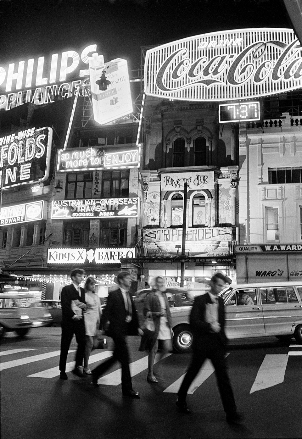 William Street in Kings Cross at night 1970, by John Fitzpatrick, National Archives of Australia