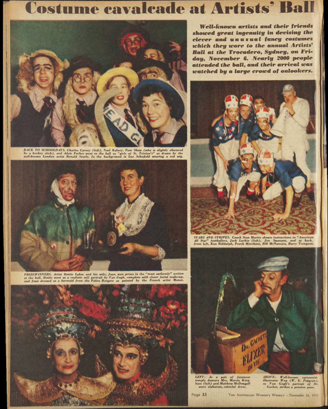 Costume cavalcade at Artists' Ball at the Trocadero 6 November 1953, The Australian Women's Weekly, National Library of Australia via Trove