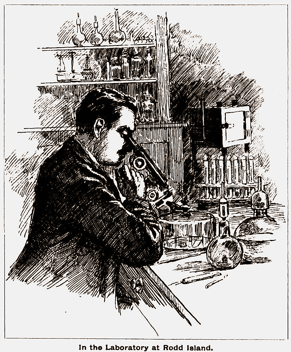Adrien Loir in the laboratory at Rodd Island