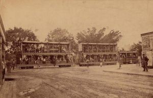 Steam tram, Market Street 1879